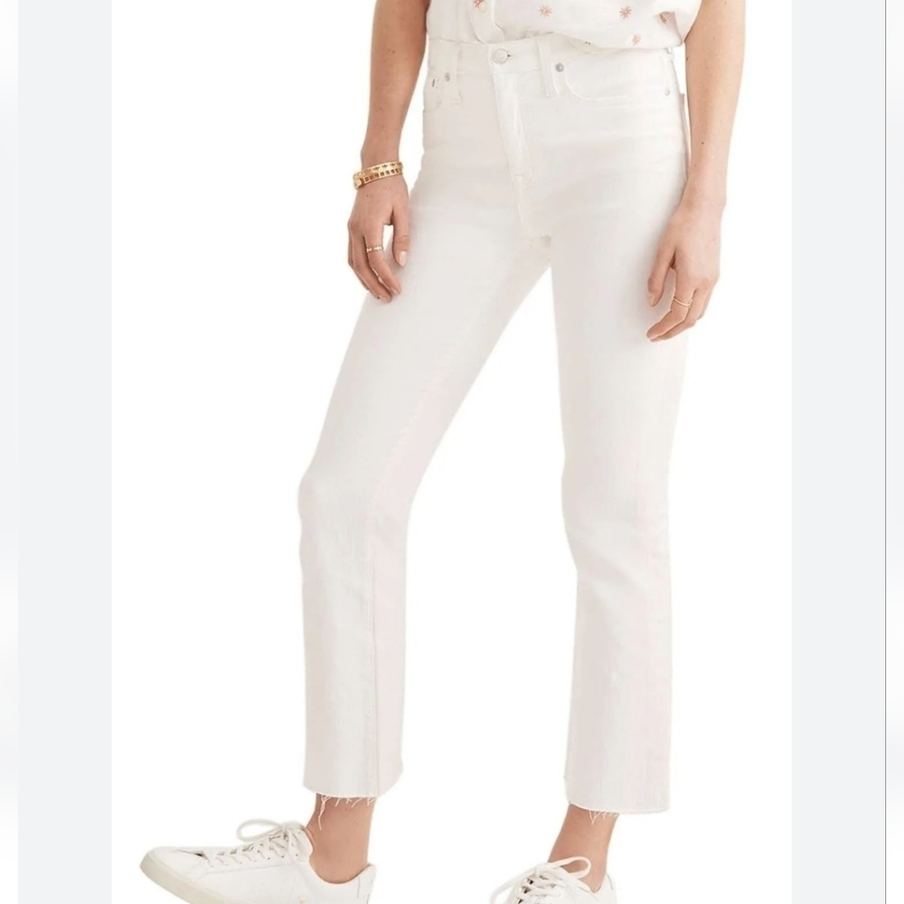 NWOT Madewell Cali Demi-Boot row hem white Jeans sz 31